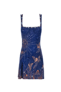 Flowering Girl Women Sylvia Rhinestone Embellished Sky Mini Dress in blue