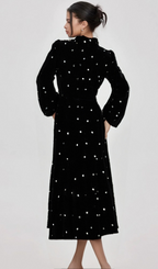 Flowering Girl Women Lola black embellished velvet midi dress