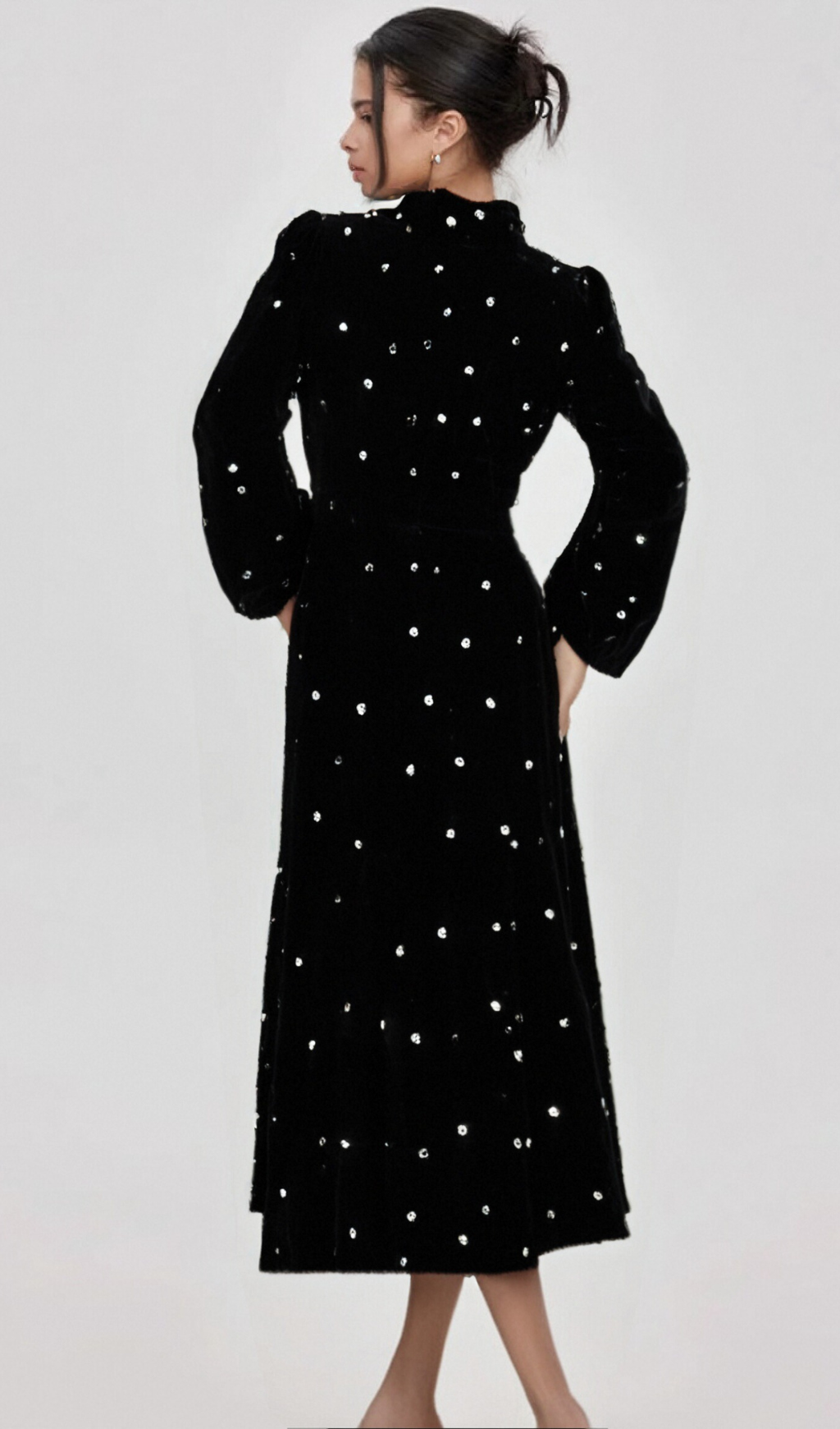 Flowering Girl Women Lola black embellished velvet midi dress