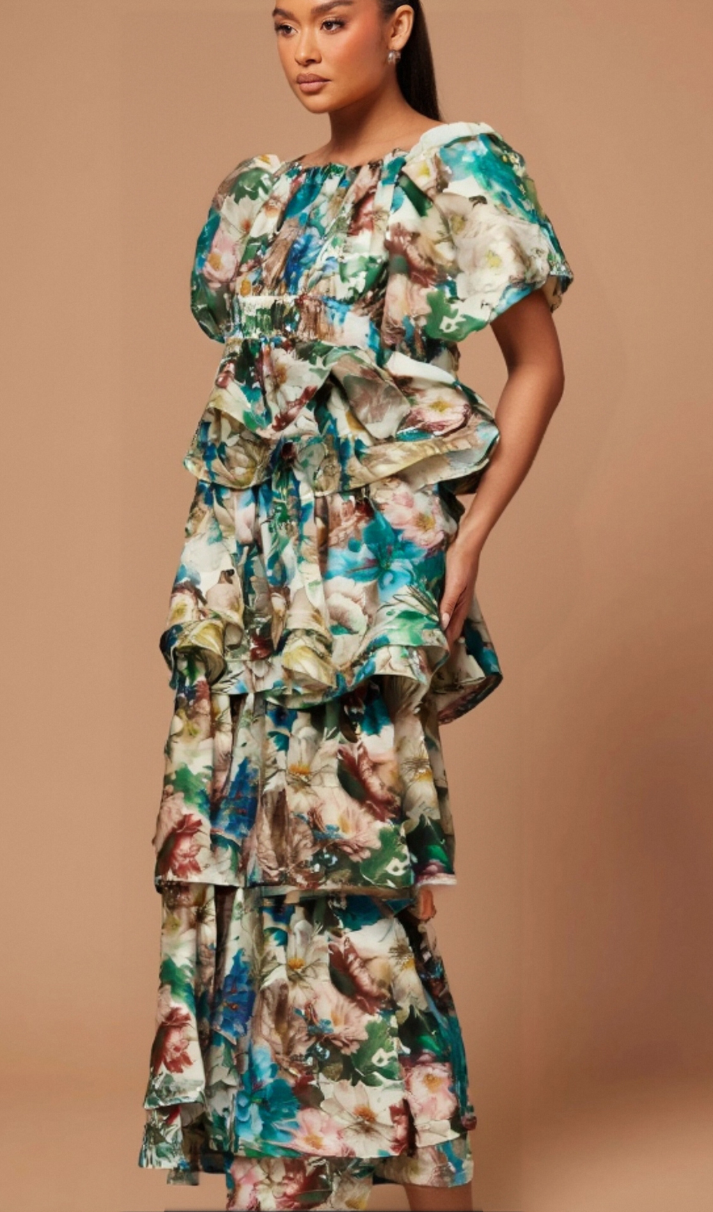 Flowering Girl Women Marianne floral-print tiered midi dress