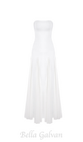 Flowering Girl Women pleated trim strapless maxi dress in white