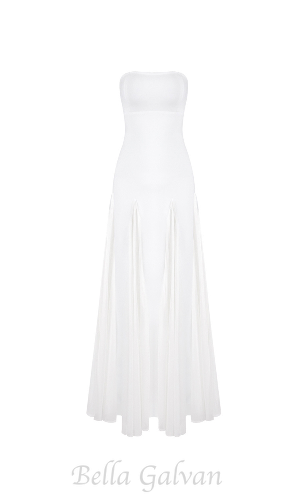 Flowering Girl Women pleated trim strapless maxi dress in white