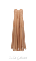 Flowering Girl Women Thea Strapless Mesh Backless maxi Dress in brown