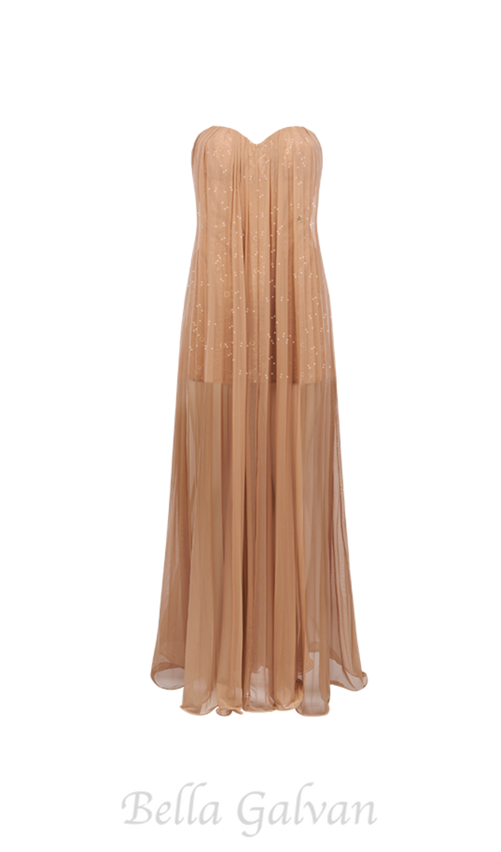 Flowering Girl Women Thea Strapless Mesh Backless maxi Dress in brown