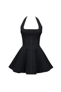 Flowering Girl Women sandy halterneck bow-embellished mini dress in Black