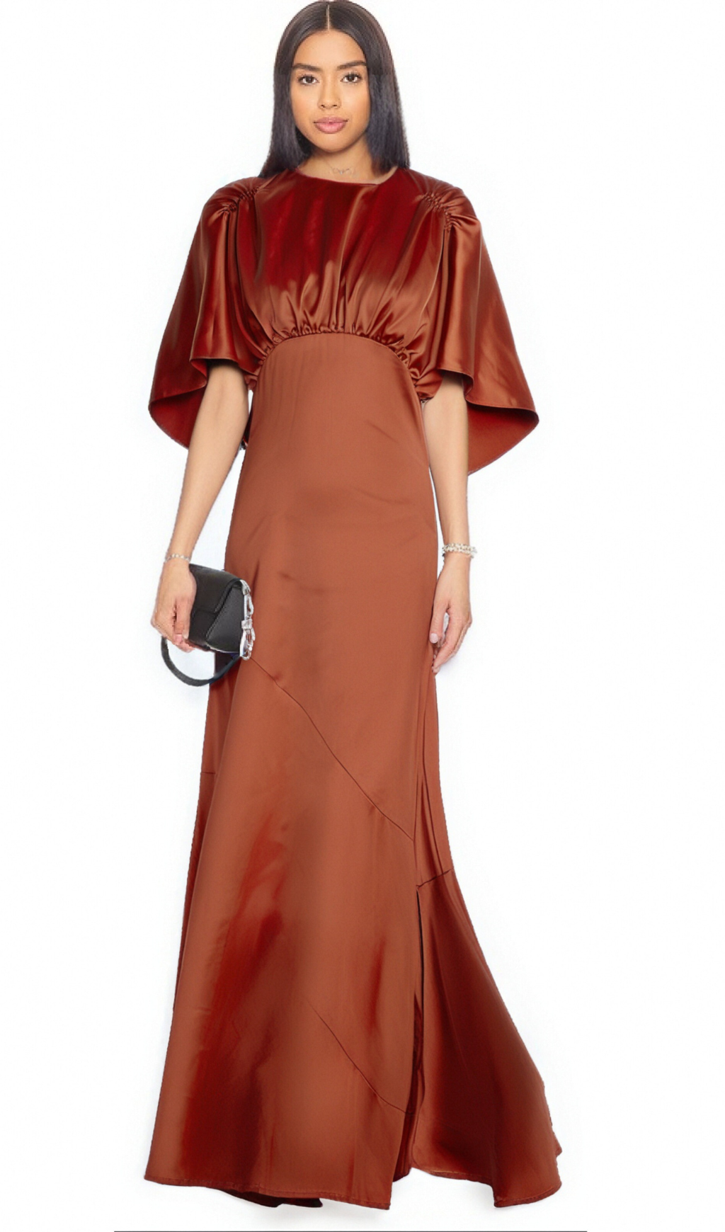 Flowering Girl Women Zoé red cape-sleeve open-back maxi dress