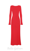 Flowering Girl Women Candice long sleeve backless maxi Dress in red