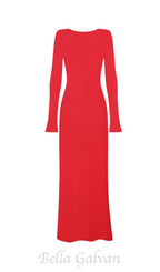 Flowering Girl Women Candice long sleeve backless maxi Dress in red