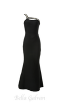 Flowering Girl Women One Shoulder Diamond Bodycon Maxi Dress in black