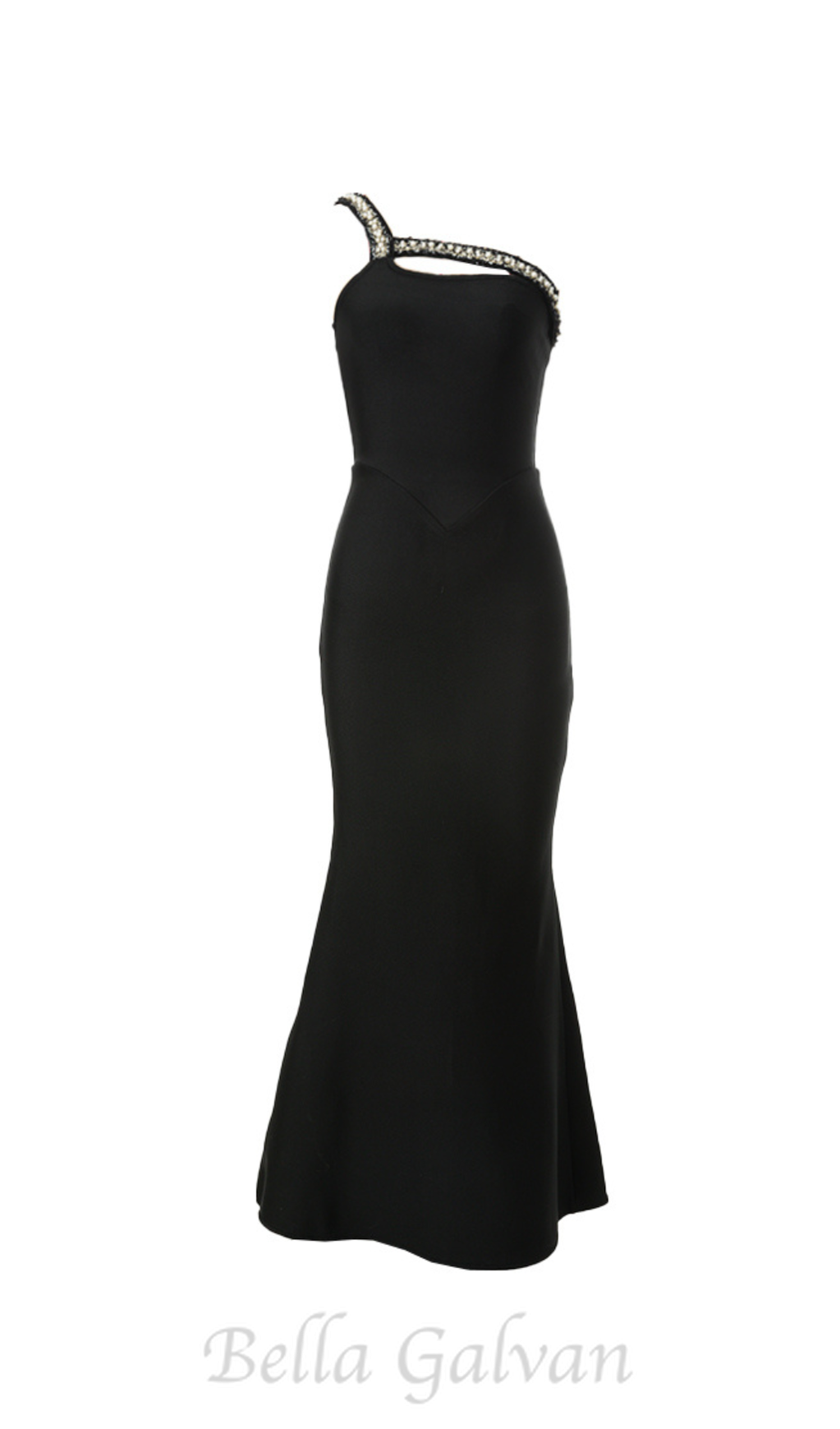 Flowering Girl Women One Shoulder Diamond Bodycon Maxi Dress in black