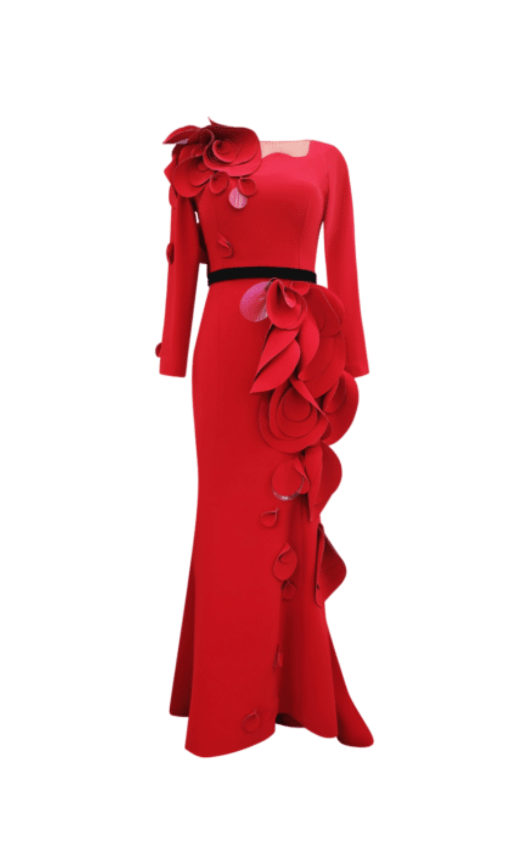 Flowering Girl Women floral belted maxi dress in red