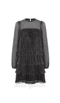Flowering Girl Women layer chiffon puff mini dress in black
