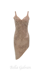 Flowering Girl Women sequin-embellished slit midi dress in apricot