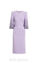 Flowering Girl Women bergman embellished crepe midi dress in lavender