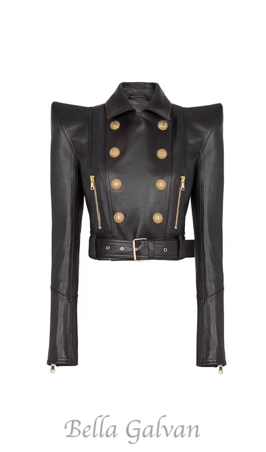 Flowering Girl Women Perfecto cropped leather jacket in black