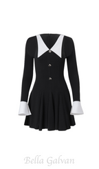 Flowering Girl Women two-tone hollow halter mini dress
