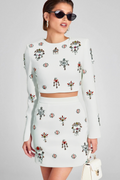 Flowering Girl Women WHITE RHINESTONE EMBELLISHED SKIRT SET