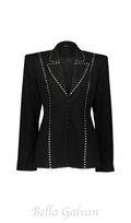 Flowering Girl Women DEBORAH BLACK SCARF-DETAILED WOOL CREPE BLAZER SET