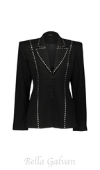 Flowering Girl Women DEBORAH BLACK SCARF-DETAILED WOOL CREPE BLAZER SET