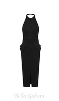 Flowering Girl Women Rise Textured Halter Midi Dress in black