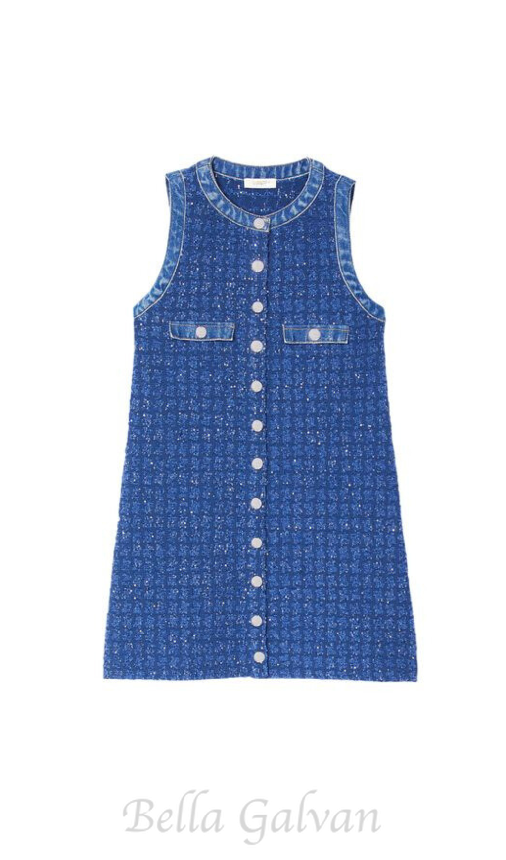 Flowering Girl Women Palmare Tweed mini Dress in blue
