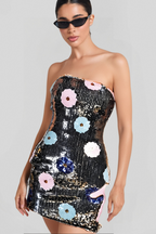 Flowering Girl Women STRAPLESS FLORAL SEQUIN DRESS