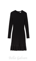 Flowering Girl Women knitted sheer flared mini dress in black