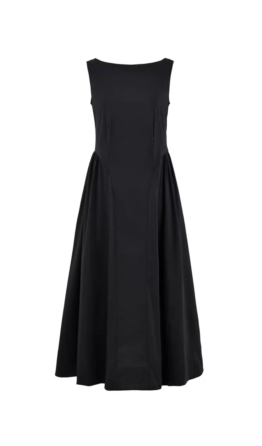 Flowering Girl Women Stretch Cotton Sateen Midi Dress in black