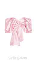 Flowering Girl Women Samira Bow Cross Off Shoulder Satin Top