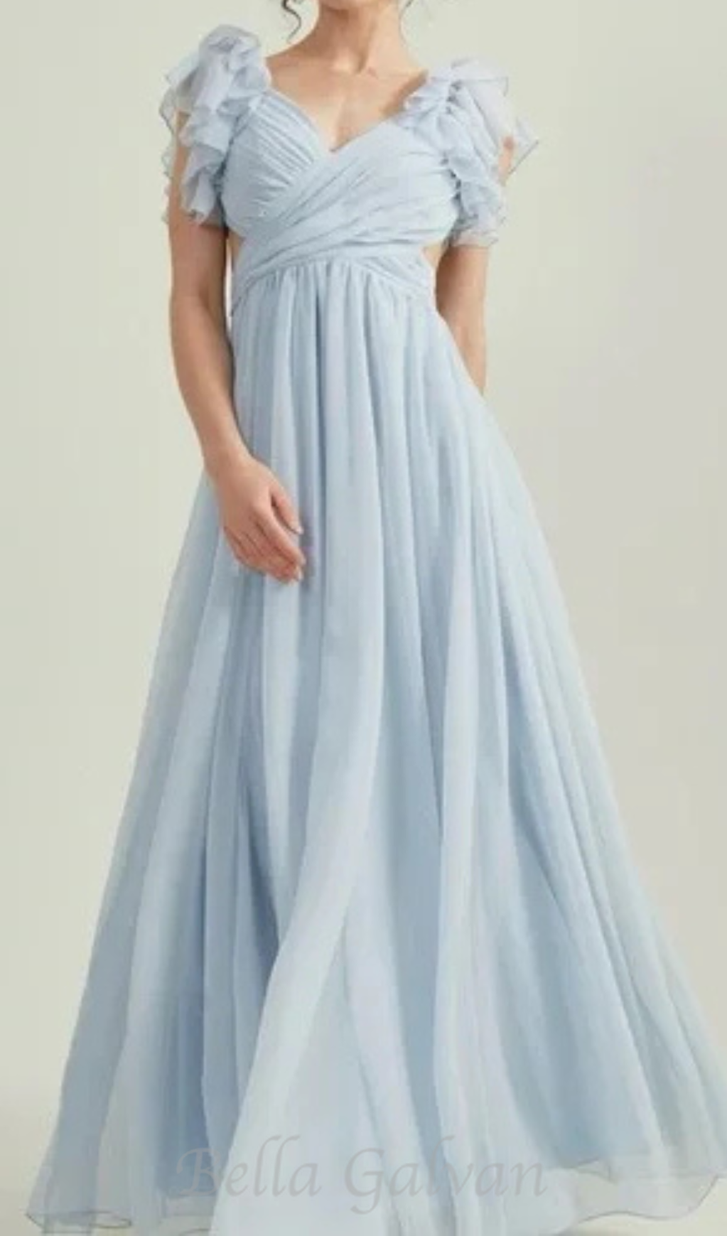 Flowering Girl Women vanessa ruffle sleeves maxi dress in blue