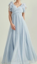 Flowering Girl Women vanessa ruffle sleeves maxi dress in blue