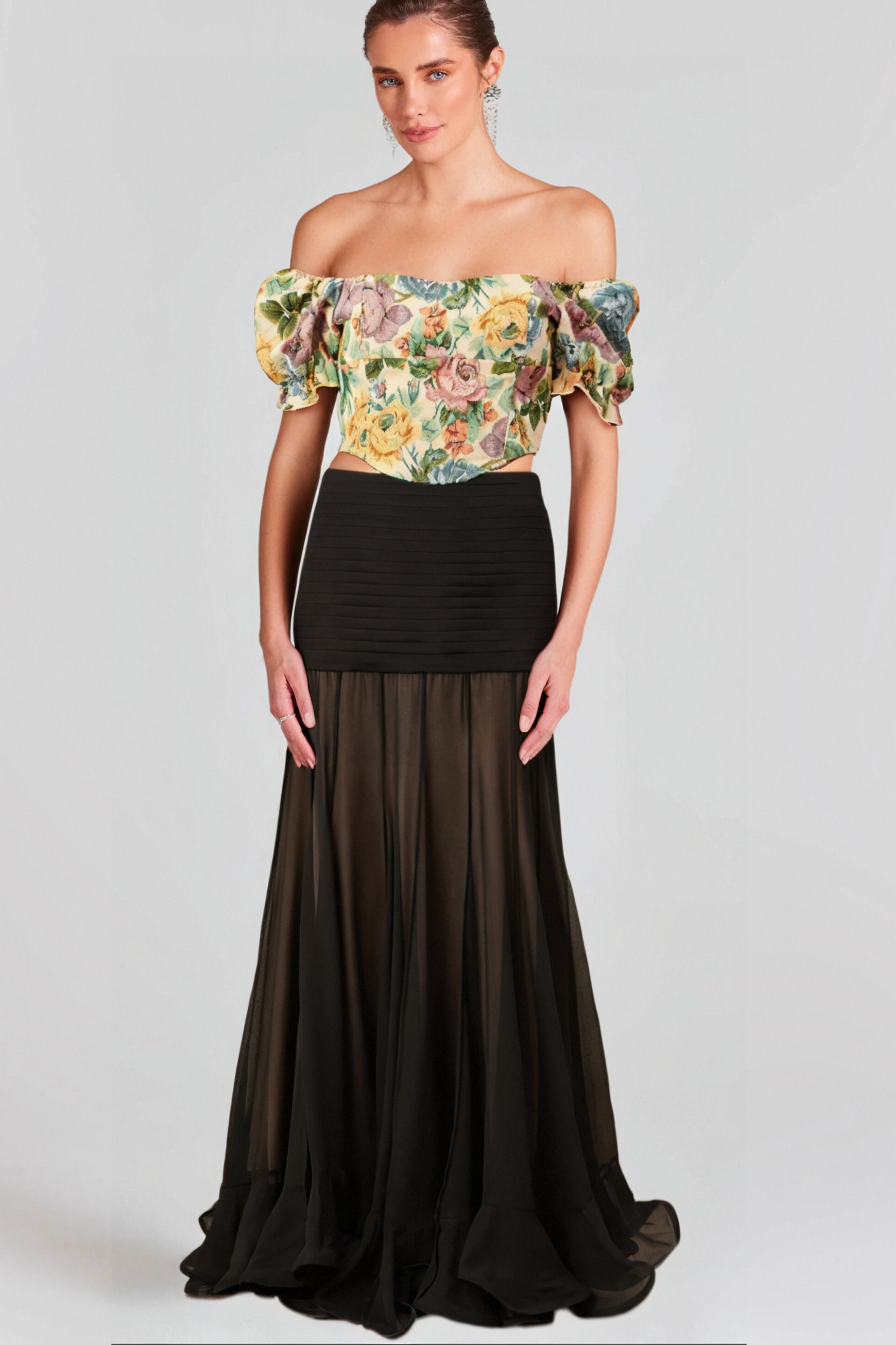 Flowering Girl Women Constance Floral-Print Jacquard Cropped Top
