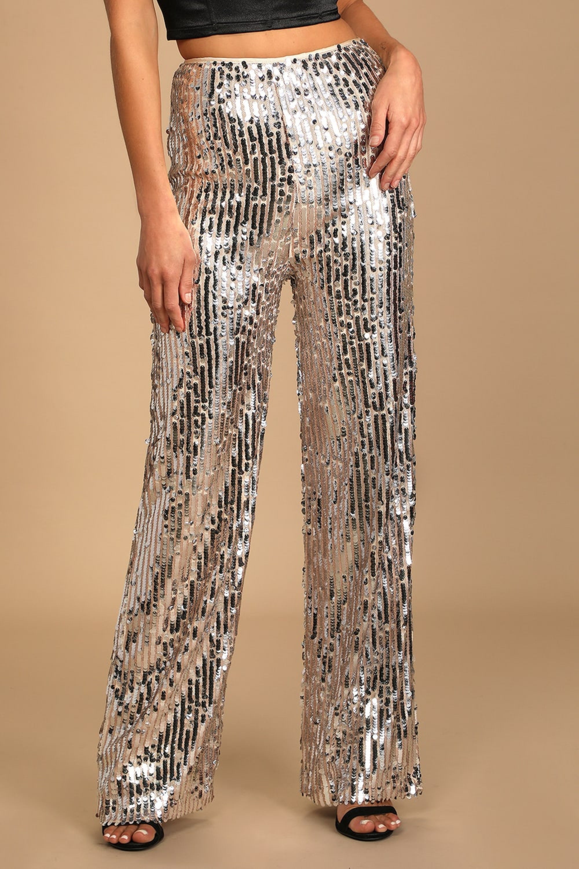 Flowering Girl Women Silver Multi Sequin Pants