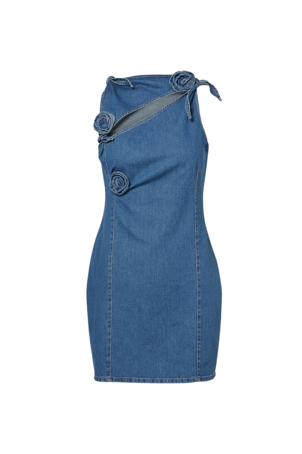 Flowering Girl Women Balto Flower Asymmetric Denim Mini Dress