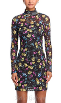 Flowering Girl Women Puckered Lace mini Dress in Black Multi