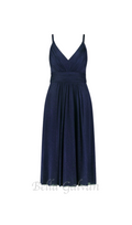 Flowering Girl Women v-neckline Cocktail midi Dress in night blue