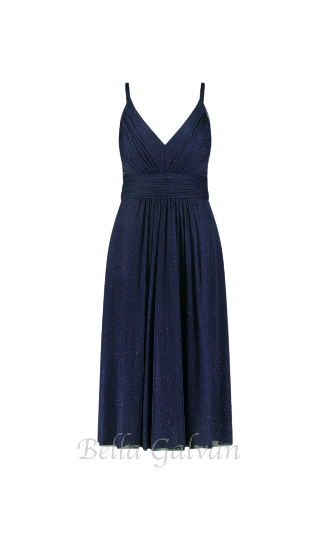 Flowering Girl Women v-neckline Cocktail midi Dress in night blue