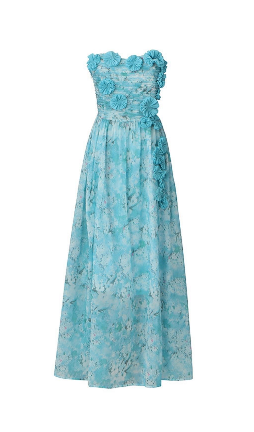 Rexion Strapless Flower Maxi Dress