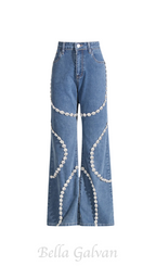 Flowering Girl Women Rabia Rhinestone Jeans in blue