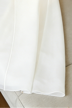 Strapless Layered Organza Midi Dress In White