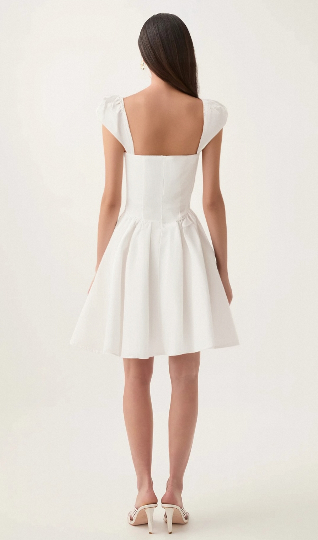 Flowering Girl Women Julie white folded-neck bonded sleeveless mini dress