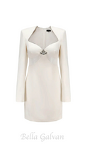 Flowering Girl Women Diamond collar lace mini dress in white