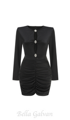 Flowering Girl Women crystal-embellished cutout black mini dress