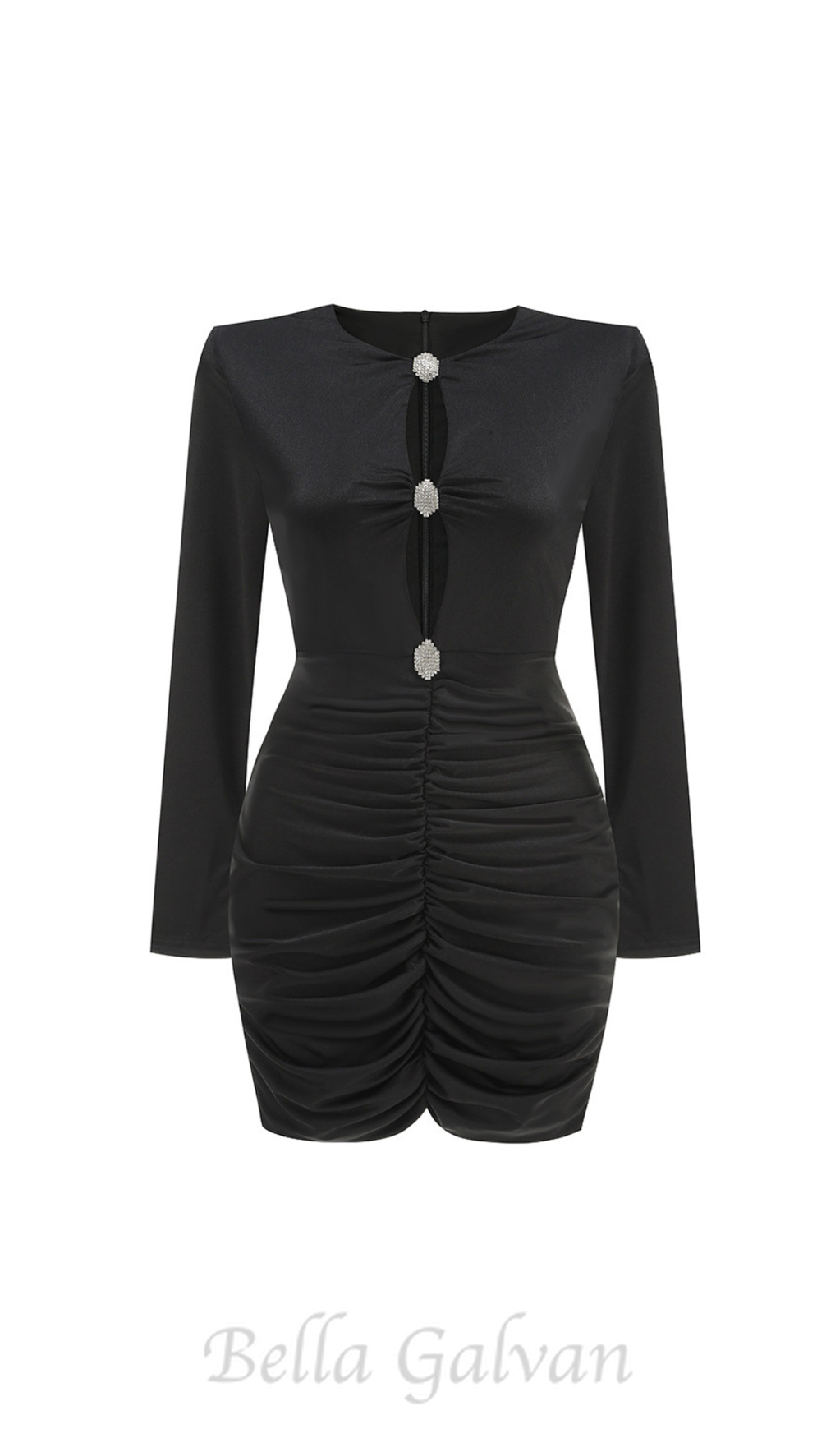 Flowering Girl Women crystal-embellished cutout black mini dress