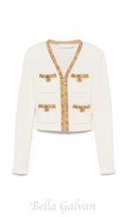 Flowering Girl Women cream lurex knit cardigan