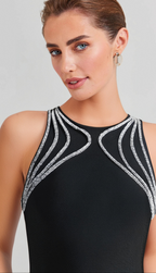 Flowering Girl Women MIKINE DIAMANTE BANDAGE MINI DRESS IN BLACK