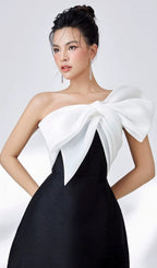 Flowering Girl Women Bow-Tie Off-Shoulder Mini Dress