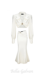 Flowering Girl Women Andrea shirt midi dress set in white