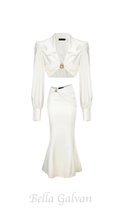 Flowering Girl Women Andrea shirt midi dress set in white