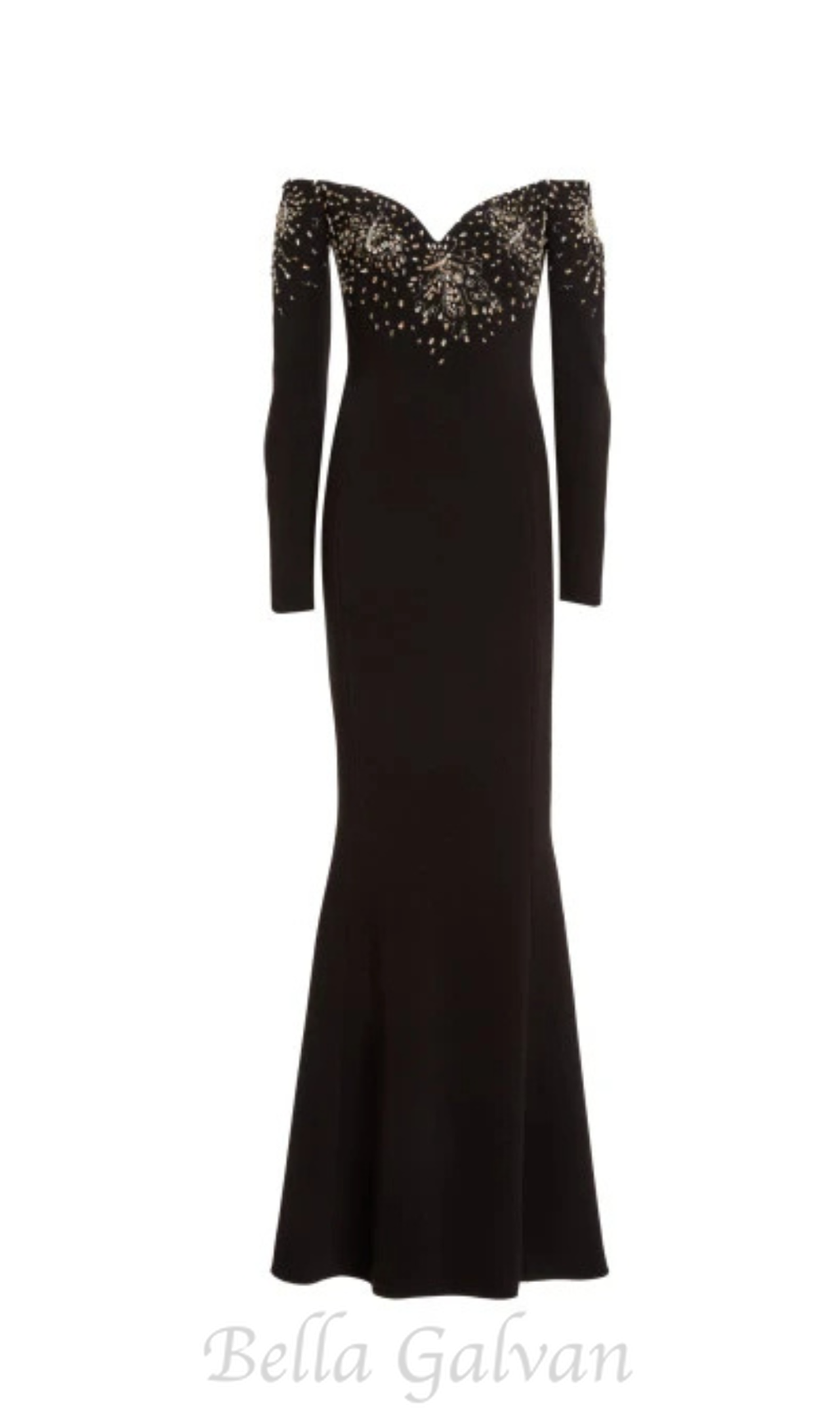 Flowering Girl Women crystal embellished off-shoulder gown in black